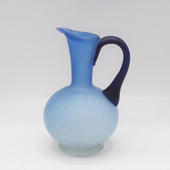 Mid-Century Cobalt Blue Murano Glass Pitcher Vase